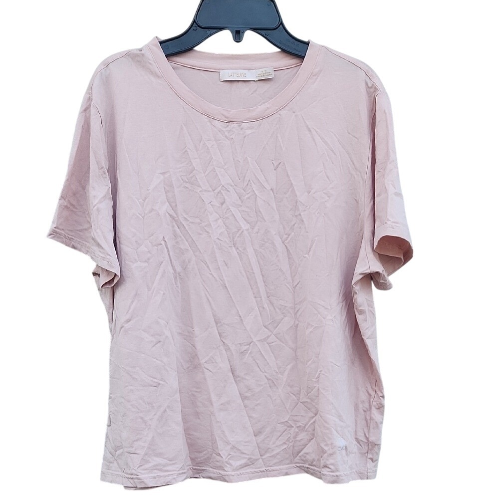 Lattelove Pastel Pink Basic Tshirt Lounge Casual Weekend Elevated‎ Mom Medium